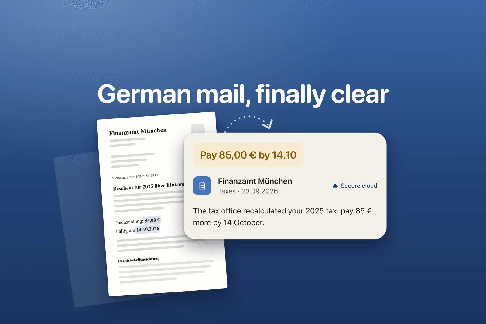 Search results asset for Postklar with the line German mail, finally clear